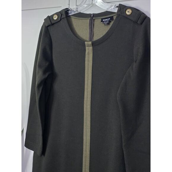 WORTH NEW YORK Womens Olive Wool /Cotton Blend Dress Size 10 Business Smart - Picture 2 of 7